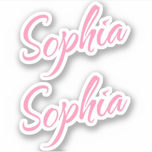 Sophia Decorative Name in Rosa x2 Aufkleber (Vorderseite)