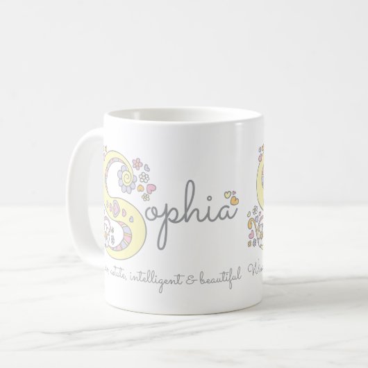 Sophia dekorative s Monogramm-Tasse Kaffeetasse (Vorderseite Links)