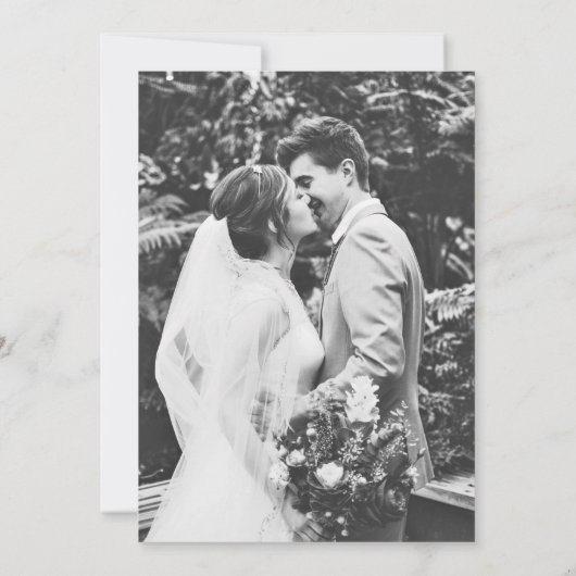 Sophia Elegant Einfaches Schwarz-weißes Foto Hochz Dankeskarte (Rückseite)