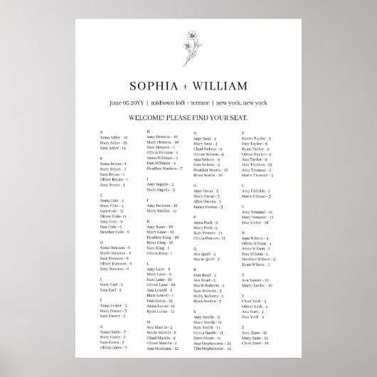 Sophia Elegantes Alphabetisches Seekarten Poster (Vorne)