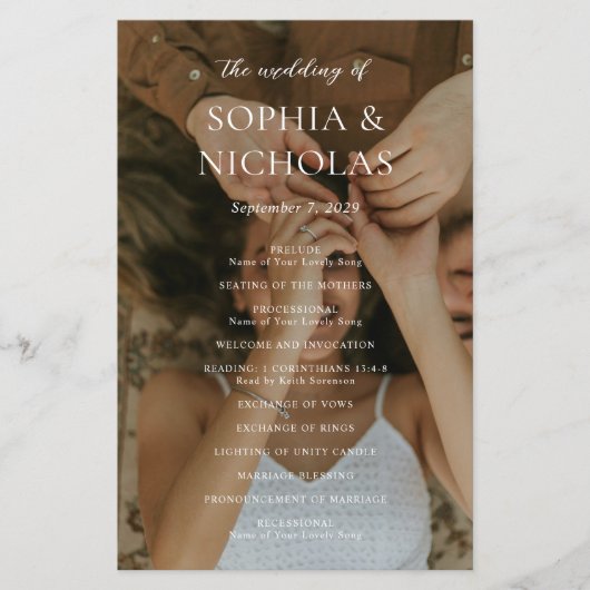 Sophia Foto Modernes Hochzeitsprogramm (Vorderseite)