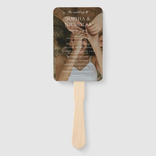 Sophia Foto Modernes Hochzeitsprogramm Fächer (Vorderseite)