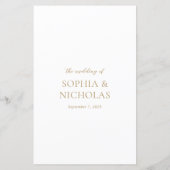 Sophia Gold Modern Wedding Menu (Rückseite)