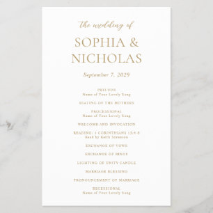 Sophia Gold Modern Wedding Program Flyer