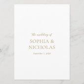Sophia Gold Moderne Hochzeit Menükarte (Rückseite)