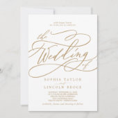 SOPHIA Gold White Moderne Klassische Hochzeit Einladung (Vorderseite)