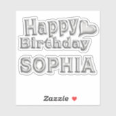 Sophia Happy Birthday silver Aufkleber Sticker (Blatt)