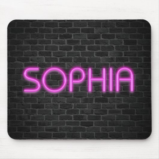 SOPHIA in rosa Neonlicht Mousepad (Vorne)
