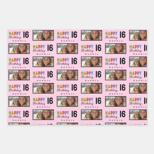 Sophia Individuelle Name Age 16 Birthday Wrapping Geschenkpapier Set (Vorderseite 2)