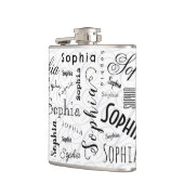 Sophia Individuelle Name Pattern Schwarz-weiß Flachmann (Links)