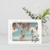 SOPHIA | Island Beach Tropical Palm Save the Date Einladung (Stehend Vorderseite)