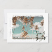 SOPHIA | Island Beach Tropical Palm Save the Date Einladung (Vorderseite)
