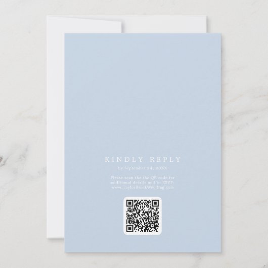 SOPHIA Modern Baby Blue in einer Hochzeit Einladung (Rückseite)