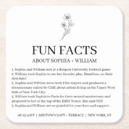 Sophia Modern Wedding Reception Spaß Fakten Rechteckiger Pappuntersetzer