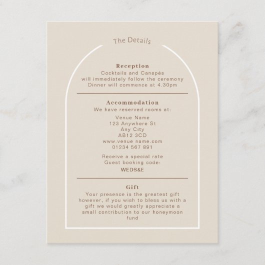 SOPHIA Modern Wüste Boho Arch Details Karte (Vorderseite)