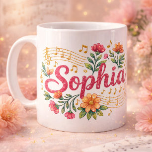 Sophia Music Lover Blumen Glitter Tasse