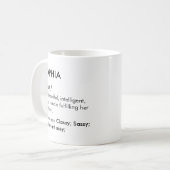 Sophia Name, Bearbeitbarer Name, Benutzerdefiniert Kaffeetasse (Vorderseite Links)