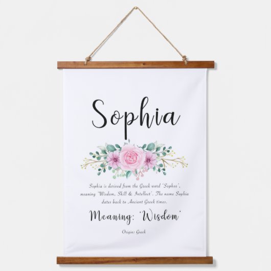 Sophia Name bedeutet Wandhängen Wandteppich Mit Holzrahmen (Vorderseite)