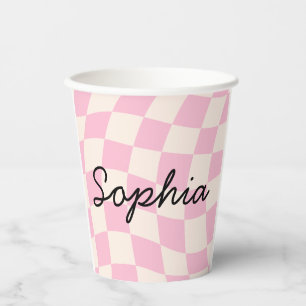 Sophia Name Custom Mug Tasse Party Rosa Karo Gitte Pappbecher