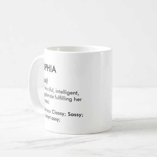 Sophia name, Editable name, Custom name Kaffeetasse (Vorderseite Links)