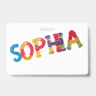 Sophia Name in lebendigem Häkelmuster Ausweis