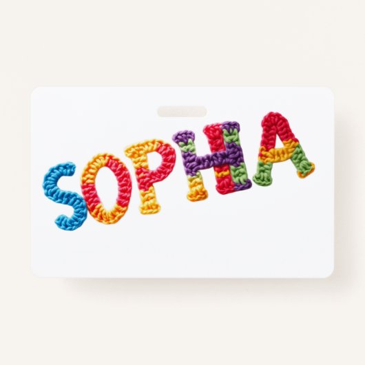 Sophia Name in lebendigem Häkelmuster Ausweis (Vorderseite)