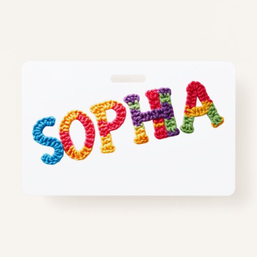 Sophia Name in lebendigem Häkelmuster Ausweis (Rückseite)