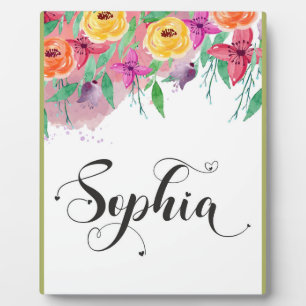 Sophia name sign Sophia floral Calligraphy Baby Fotoplatte
