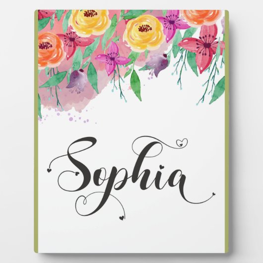 Sophia name sign Sophia floral Calligraphy Baby Fotoplatte (Vorderseite)