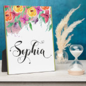Sophia name sign Sophia floral Calligraphy Baby Fotoplatte (Seite)