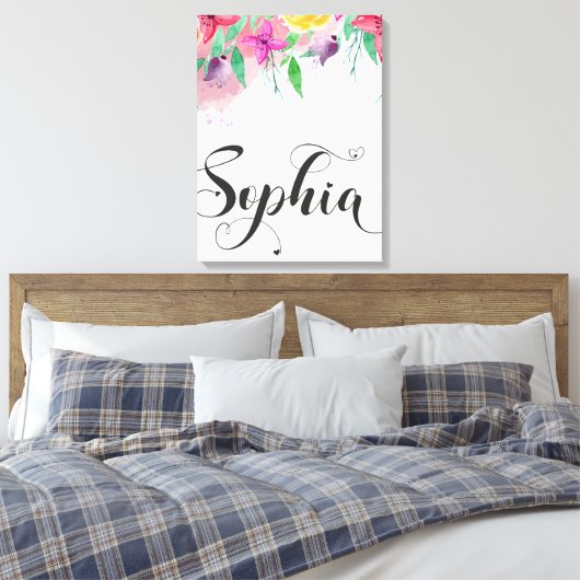 Sophia name sign Sophia floral Calligraphy Baby Leinwanddruck (Insitu (Schlafzimmer))