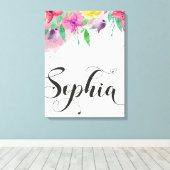 Sophia name sign Sophia floral Calligraphy Baby Leinwanddruck (Insitu (Holzboden))