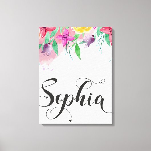 Sophia name sign Sophia floral Calligraphy Baby Leinwanddruck (Vorderseite)