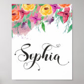 Sophia name sign Sophia floral Calligraphy Baby Poster (Vorne)