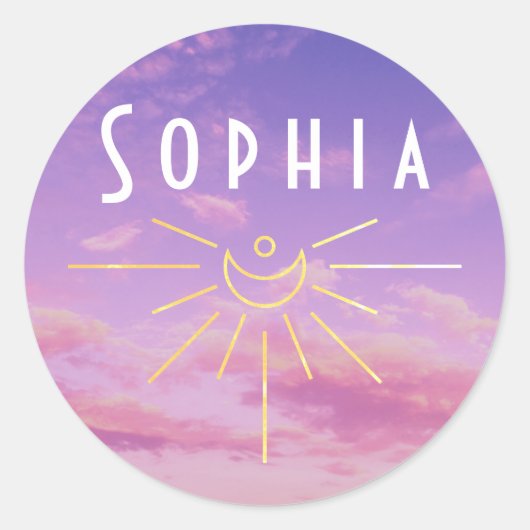 Sophia Name Stickers Round Sunshine Boho Hippie (Vorderseite)