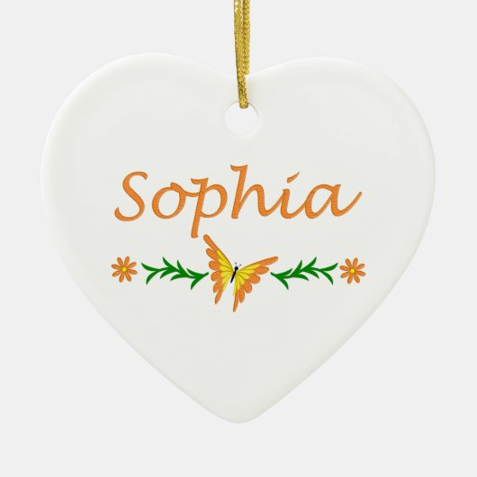 Sophia (orange Schmetterling) Keramikornament (Vorne)