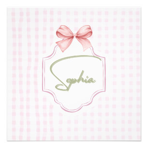 Sophia Personalisiertes Rosa Schleife & Gingham Dr Fotodruck