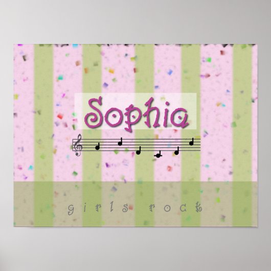 Sophia Pink Green Musical Name Poster (Vorne)