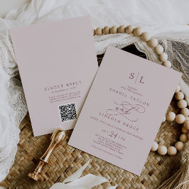 SOPHIA QR Code Burgundy Blush All in one Wedding Einladung