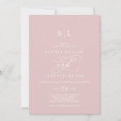 SOPHIA QR Code Chic Blush Pink in einer Hochzeit Einladung (Vorderseite)