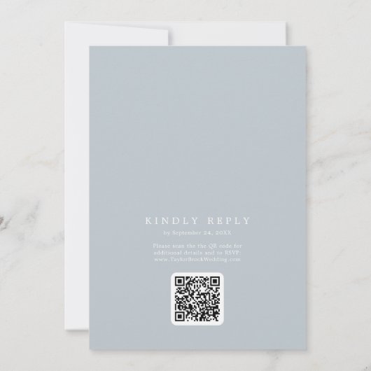 SOPHIA QR Code Coast Blue All in one Wedding Einladung (Rückseite)