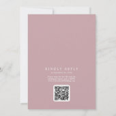 SOPHIA QR Code Dusty Rose Pink in einer Hochzeit Einladung (Rückseite)