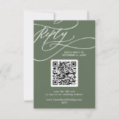 SOPHIA QR Code Rustikale Grünen Hochzeit aus Holz RSVP Karte (Vorderseite)