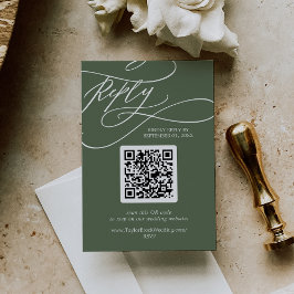 SOPHIA QR Code Rustikale Grünen Hochzeit aus Holz RSVP Karte