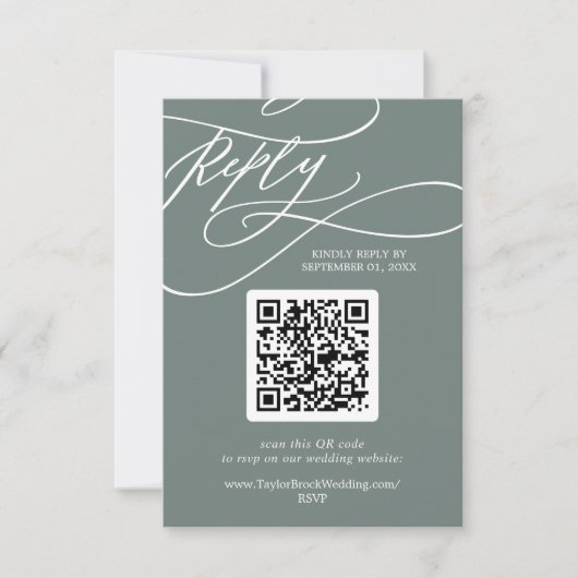 SOPHIA QR Code Tropische grüne Hochzeit in Urlaubs RSVP Karte (Vorderseite)