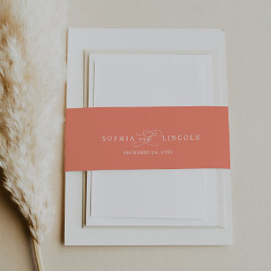SOPHIA Romantic Bright Coral Summer Wedding Einladungsbanderole