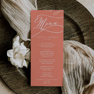SOPHIA Romantic Bright Coral Summer Wedding Menükarte