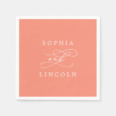 SOPHIA Romantic Bright Coral Summer Wedding Serviette (Vorderseite)