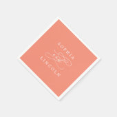 SOPHIA Romantic Bright Coral Summer Wedding Serviette (Ecke)
