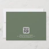 SOPHIA Rustic Woodland Olive Green QR Code Hochzei Save The Date (Rückseite)